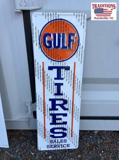 Metal Gulf Tires Sign 43x14