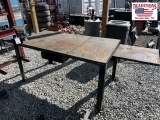 Metal Shop Table w Vice 65x36 w 23x21 Side Piece