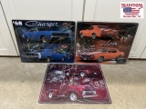 Lot of 3 Metal Car Signs