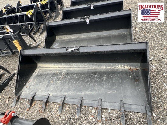 80" Bucket with Teeth Skid Steer Attachment
