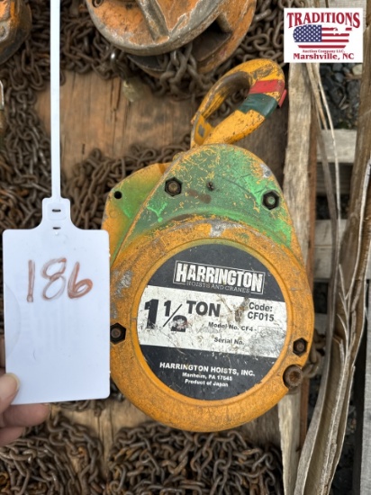 Harrington 1 1/2 Ton Chain Hoist