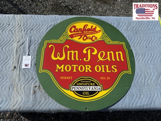 30" WM Penn Motor Oils Porcelain Sign