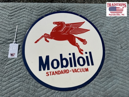 24" Mobiloil Porcelain Sign Double Sided