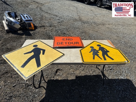 2 Metal Crossing Signs/1 Plastic Detour Sign