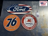 3 Advertising Signs Mobilgas, 76, Ford