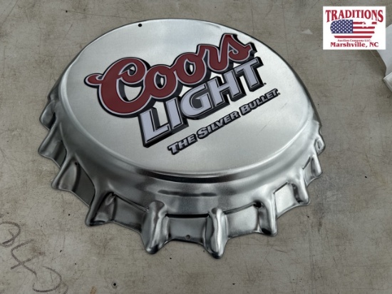 Coors light bottle cap metal sign