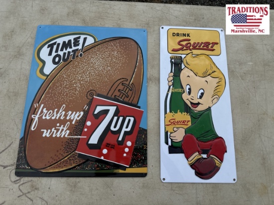 7up & Squirt Metal Signs