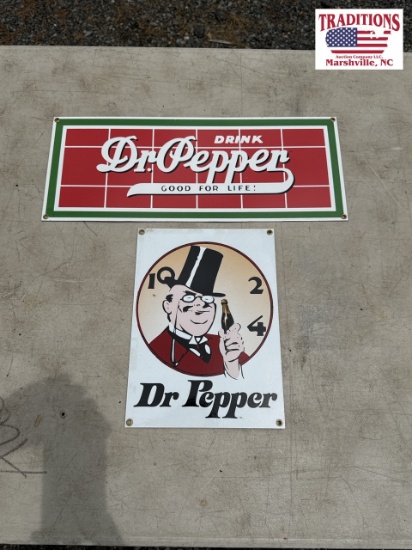 2 Porcelain Dr Pepper Signs