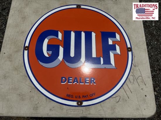 22" Round Porcelain Gulf Sign