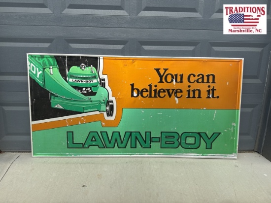 6x3 Lawn-Boy Metal Sign w Wood Frame