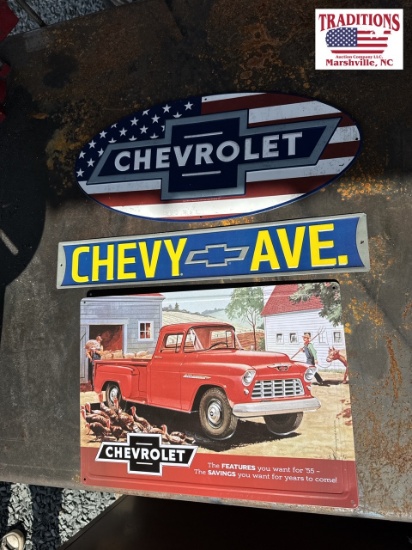 Lot of 3 Chevrolet Signs