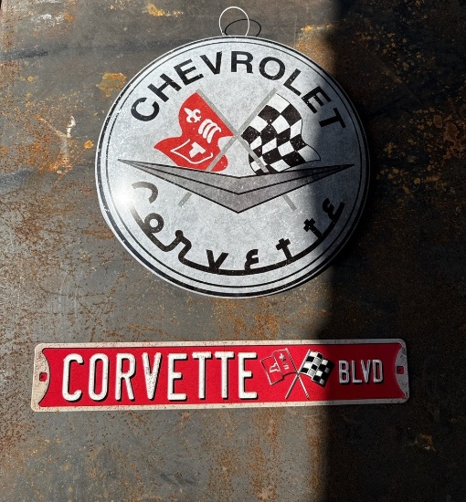 Lot of 2 Corvette Signs
