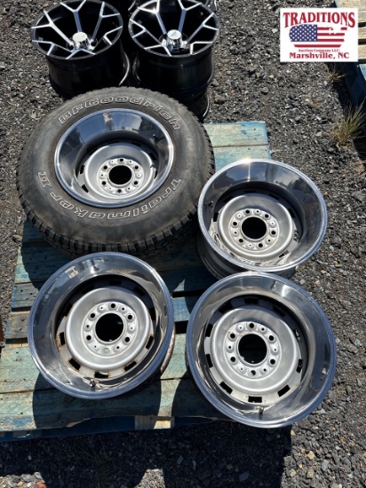 Set of 4- 6 Lug Steel Wheels with 1 Tire