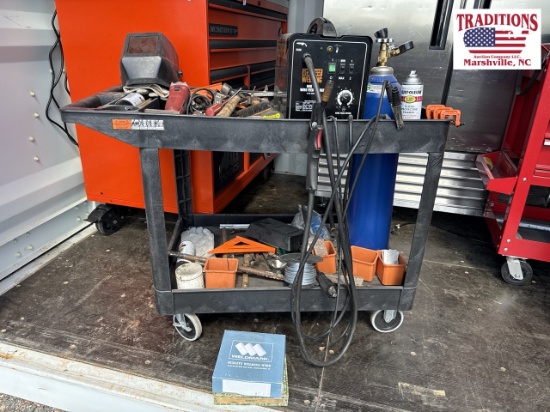Rolling cart w Chicago Electric MIG 170 Welder &