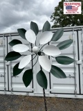 Green and White Flower Whirligig