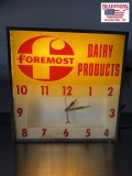 Foremost Dairy Light Up Clock - Glass & Metal