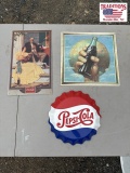 Lot of 3 Coca-Cola & Pepsi Metal Signs