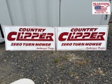 2 Metal Country Clipper Mower Signs 48x24
