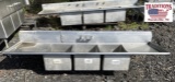 8.5ft 3 Bay Stainless Sink w Drain Side