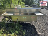 8.5 ft 3 Bay Stainless Sink w Legs