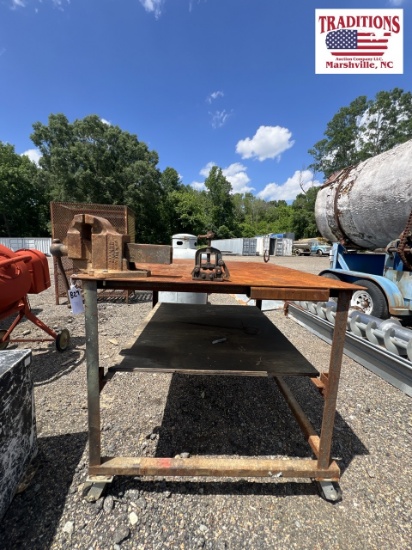 Steel Table on Casters/Vise