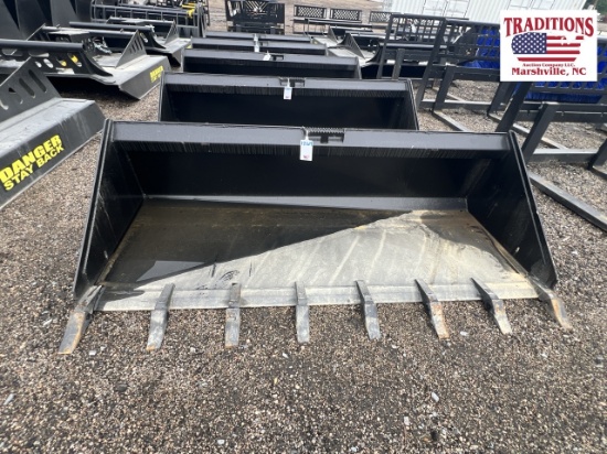 80" Bucket with Teeth Skid Steer Attachment