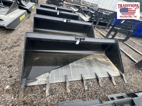 78" Bucket with Teeth Skid Steer Attachment
