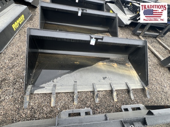 74" Bucket with Teeth Skid Steer Attachment