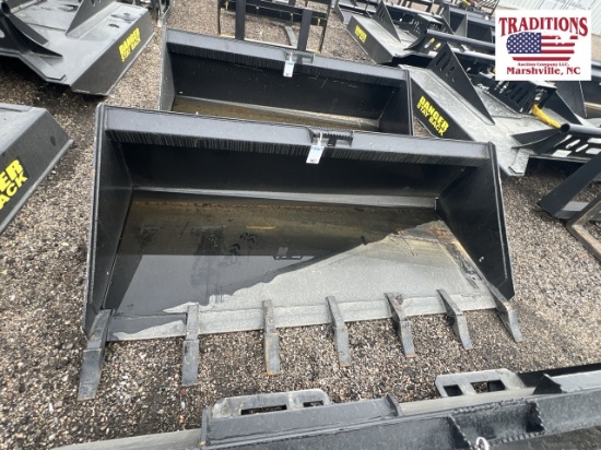 72" Bucket with Teeth Skid Steer Attachment