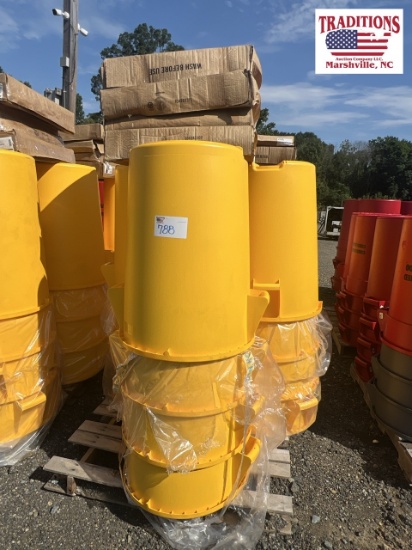 12-44 Gallon Yellow Trash Cans with Grey Lids