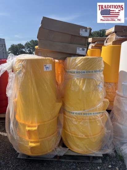 12-44 Gallon Yellow Trash Cans with Grey Lids