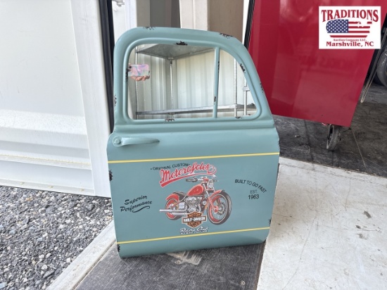 Harley Davidson Themed Metal Door w Mirror