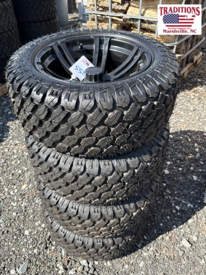 Set of 4 New Black Golf Cart Wheels and Tires