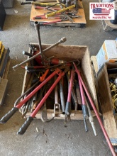 Box of Crow Bars, Bolt Cutters, Etc