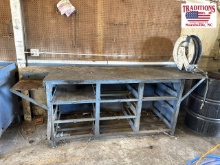 Blue Shop Table w Hose Reel 97"x29.5"x35"
