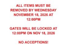All items Must Be Removed by Nov 18 at 12:00pm