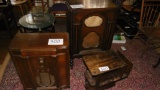 Radio cabinet, radio and wooden stand