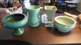 4 Vintage Green Vases/Planter
