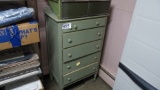 Vintage Dresser with contents(hose clamps, Brass parts of all kinds, Ball valves-good contents)