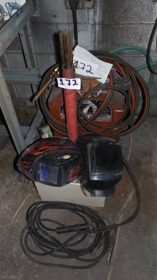 Lincoln Arc welder w/ helmets, gloves, rod, hose and more