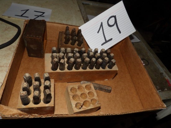 Box lot of letters/numbers punch sets
