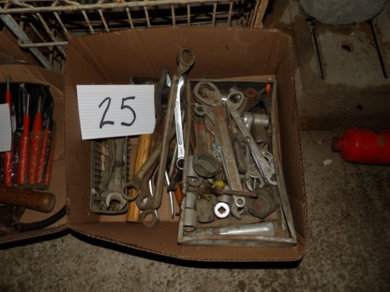 Box lot of wrenches and misc. tools