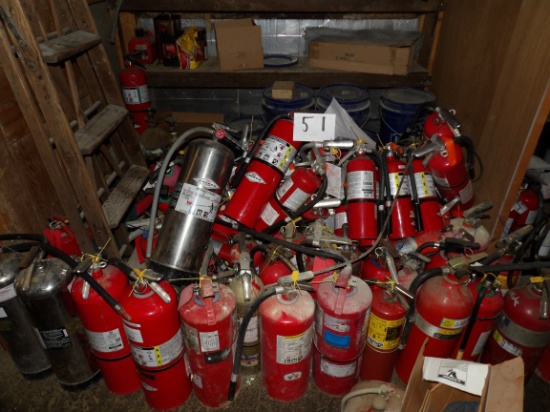 17 - 5 gallon pails and a ton of fire extinguishers full of ABC fire extinguisher powder
