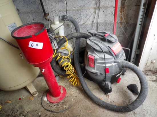 Getz Hydro Aid Fire Extinguisher cleaner and Oneida Air Systems dust deputy and Shop Vac