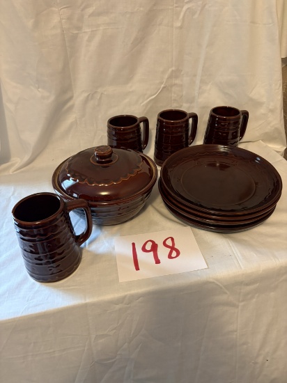 9 Piece Set 1930's-40's Marcrest Brown Stoneware