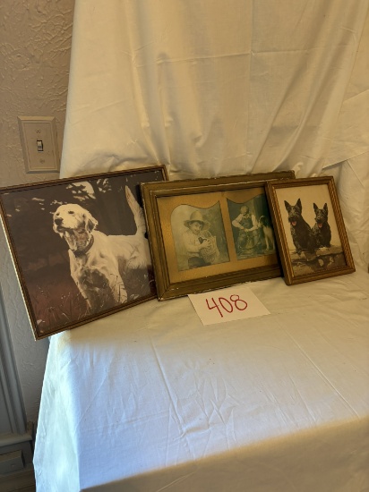 3 Antique Dog Prints - Adelaide Hiebel and more