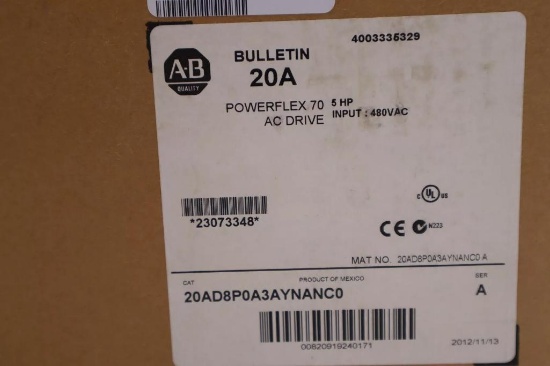 NEW Allen-Bradley 20AD8P0A3AYNANC0 SER A Powerflex AC Drive 5 HP