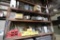 Contents of 3 Sections of Racking-Electric Boxes, Flex Conduit, Conduit Fittings, Light Bulbs, Etc.