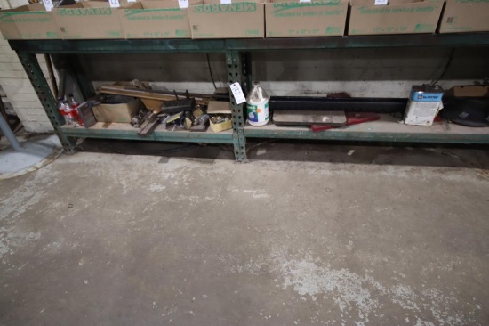 24" x 17'-6" Steel Table with Contents on Bottom Shelf