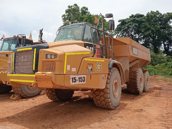 2015 CAT 745C ARTICULATED DUMP TRUCK, AC, SN LFK00582 MAINTENANCE ON TIME, HR 16522, WORKING AT MINE